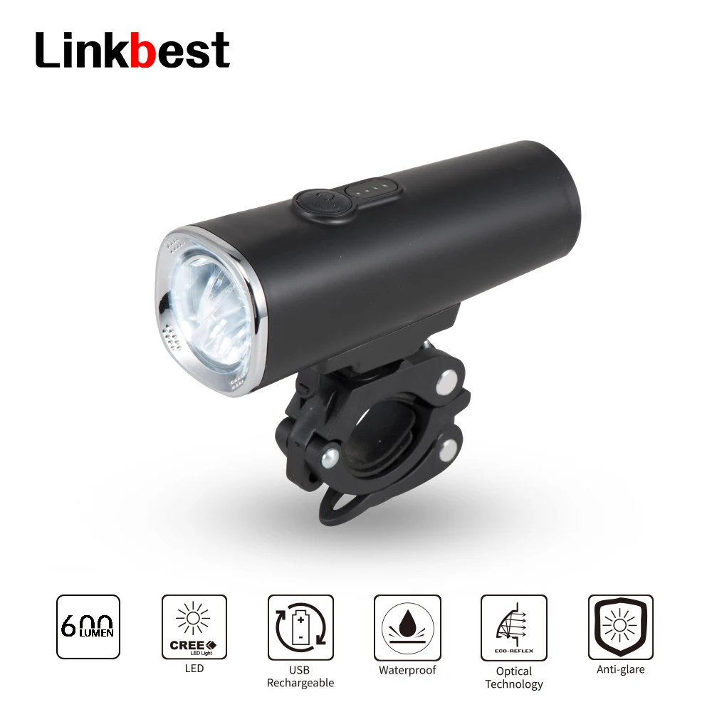Linkbest Usb Rechargeable Led Bike Light 600 Lumen Bicycle Headlight