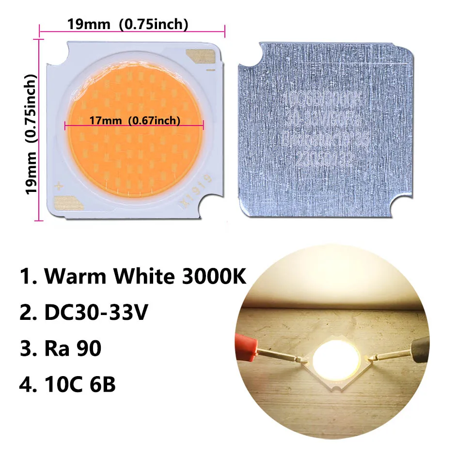 Description Picture 2 of itemLed Cob chip beads led 30w 1917mm DC30-33V RA90 Prey Accessory diode high brightness for spotlighting panel lights cool white