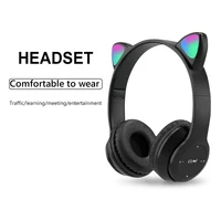 Cute Cat Ear Headphones with RGB LED Light Wireless Headset Kids Girls Stereo Phone Music Bluetooth Headset PC Gamer Gift - Image 5