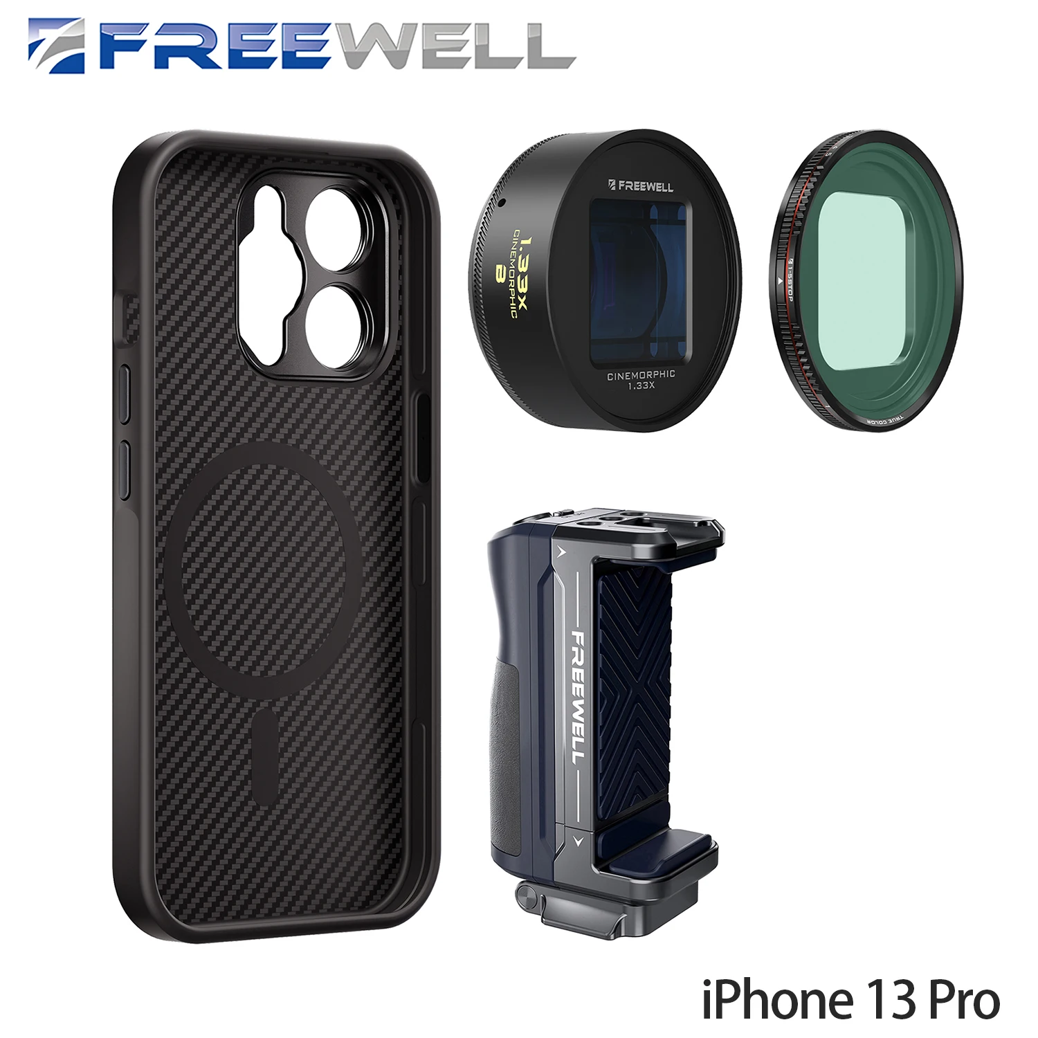 Freewell-電話写真キット,17mm,iPhoneケースマウント,1.33xブルーアナ