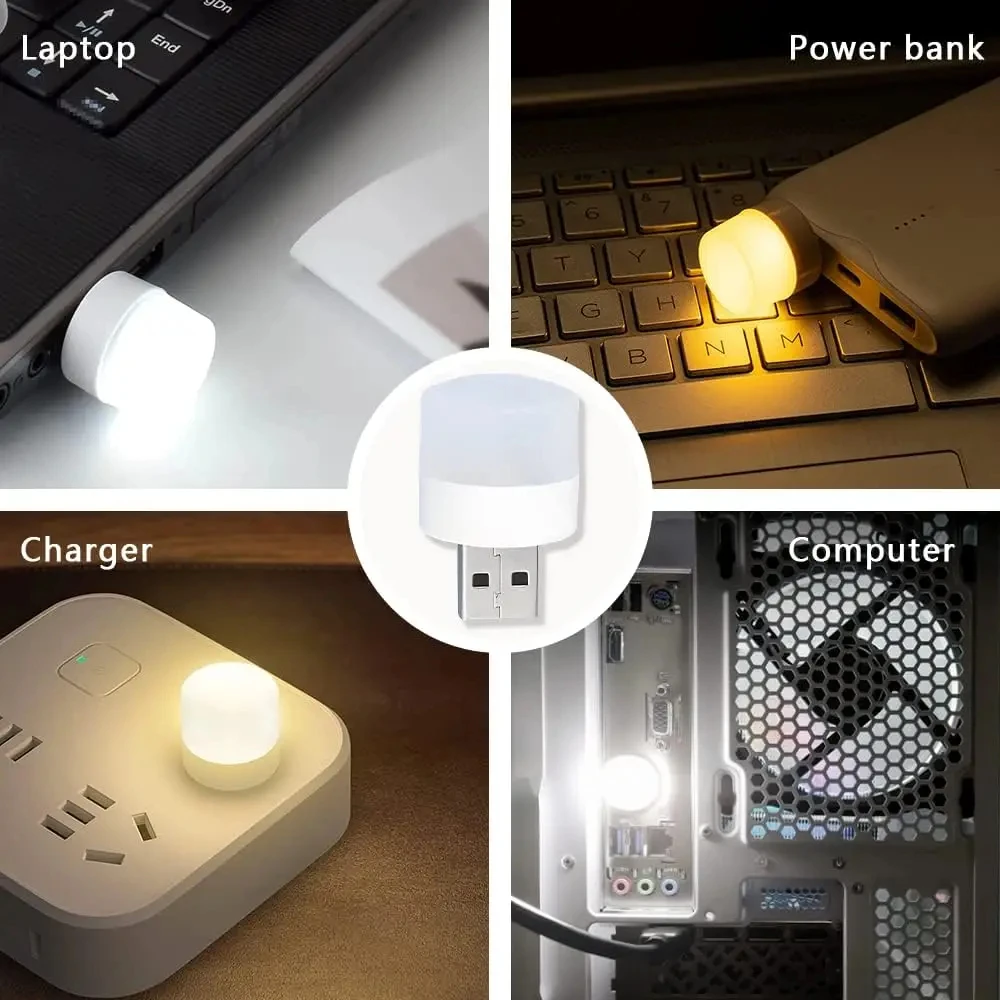 Mini Night Light 1/10Pcs USB Warm White Eye Protection Book Reading Light USB Plug Computer Mobile Power Charging LED