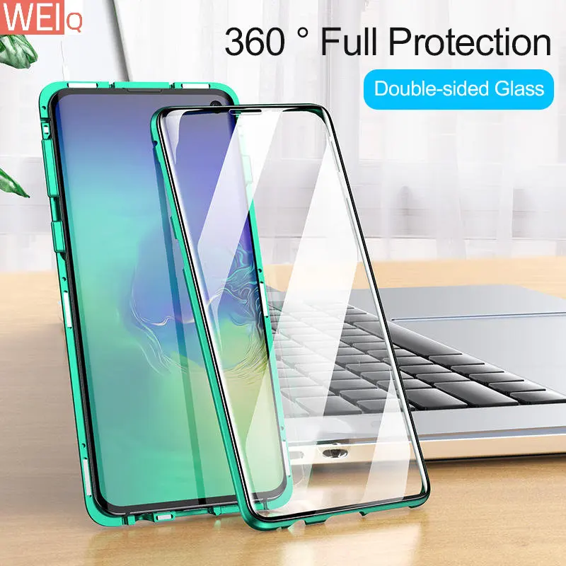 

Двухсторонний стеклянный Магнитный чехол для Samsung Galaxy S23 S22 Ultra S21 S20 Plus, металлический магнитный чехол с полной защитой