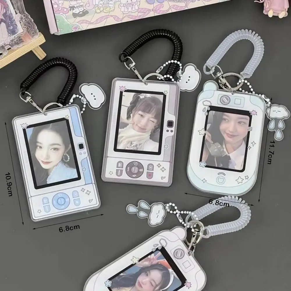 귀여운 3인치 포토카드 홀더 아크릴 K팝 포토 카드 케이스 휴대폰/카메라 모양 가방 펜던트