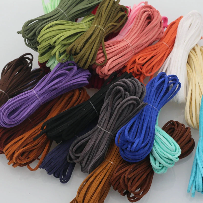 Flat Suede Leather Craft Cow Leather Thong Cord Cord String Rope For DIY Necklace Bracelet Choker Jewelry Making 5M
