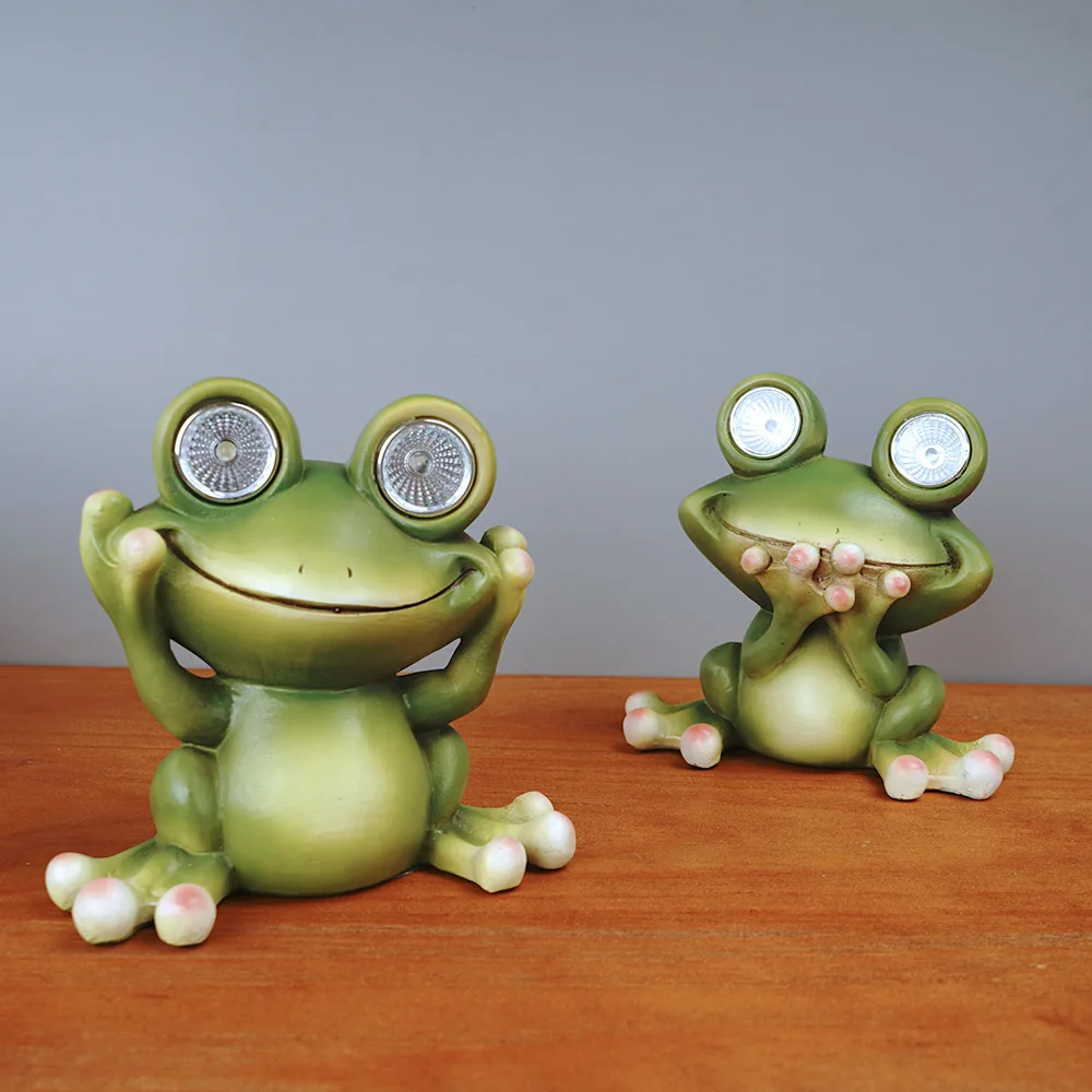 Courtyard Home Room, Three Cute Frogs, Solar Night Lights, Resin