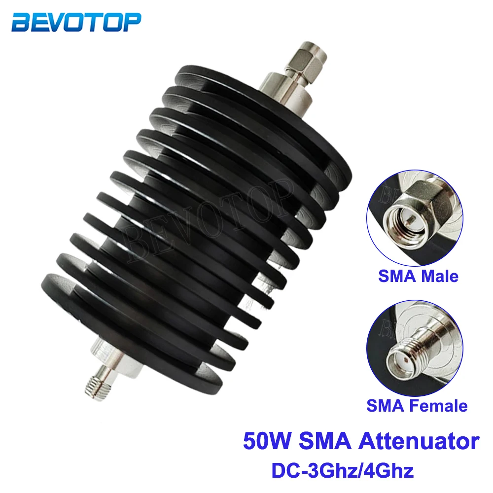 

50W SMA-JK Type Attenuator DC-3Ghz/4Ghz 1/2/3/5/6/10/15/20/25/30/40/50db N Male Plug to Female Jack RF coaxial Power Cononnector