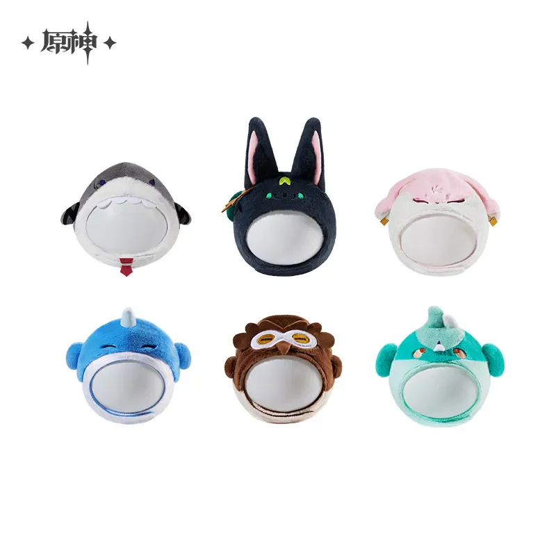 [Genuine] Game Genshin Impact Teyvat Zoo Plush head cover Anime Cosplay Diy Cat Hat Wriothesley Miko Xiao Childe Cute Hat Gift