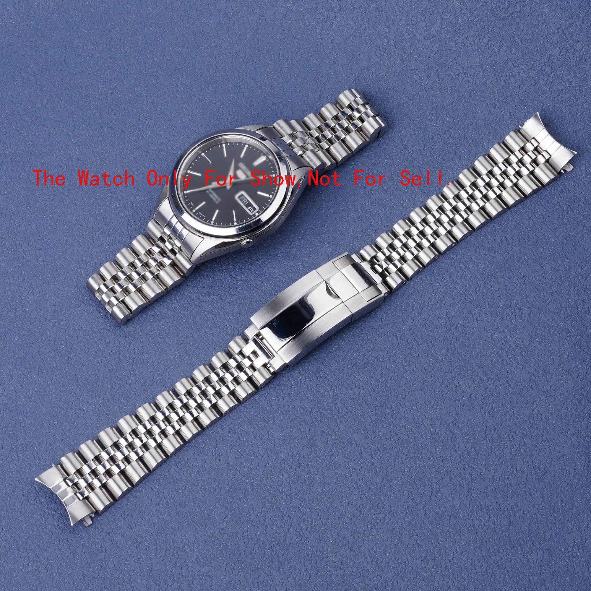 

Rolamy New 18mm Jubilee Hollow Endband with Oyster Deployment Clasp Stainless Steel Watch Band For Seiko 5 SNKL23