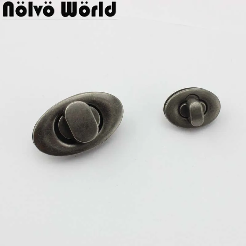 5-20sets 38X22mm 23X16mm Retro old silver ellipse twist turn lock metal twistlock for handbags factory hardware