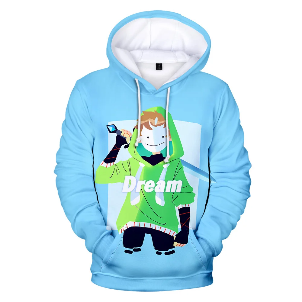 Dream Smp Kids Hoodie for Boys Girls Green DreamWasTaken Cosplay Children Cartoon Sweatshirts Dream Merch Graphic Pullovers Tops