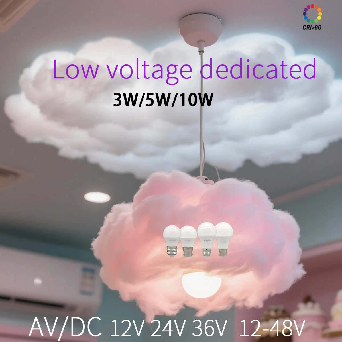 หลอดไฟ LED แรงดันต่ำ 12-48 โวลต์ 10 ชิ้น ขั้ว E27 B22 5W 10W แสงสีขาวโทนเย็น/โทนอุ่น ใช้ได้กับระบบไฟโซลาร์เซลล์กลางแจ้ง 1