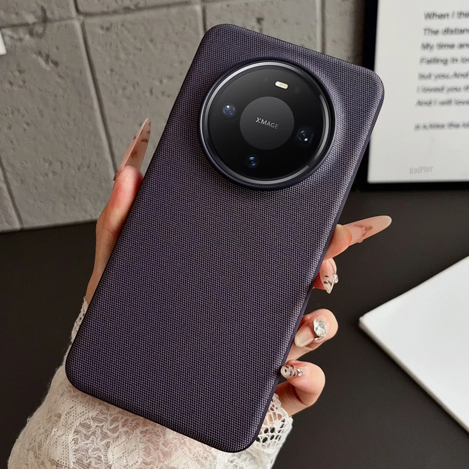 Premium Cloth Fabric Magnetic Wireless Charging Case with Metal Buttons and Anti‑Scratch Textured Back Cover