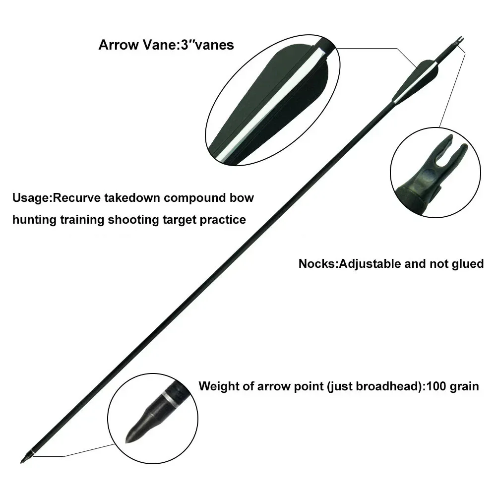 Premium 30-Inch Carbon Arrow with Replaceable Arrowhead