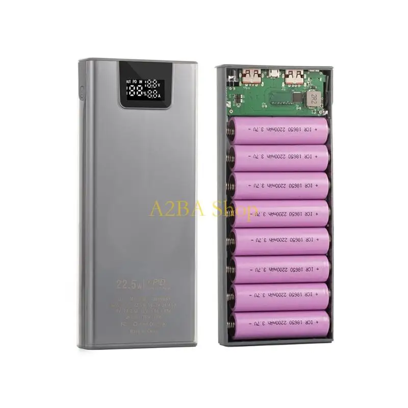 A2BA 8x18650 Shells Outer Cover Mobile Case DIY Shells Storage Box 22.5W Quick Charging Version Case
