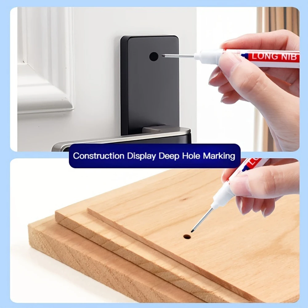 Marker Pen 10Pcs/Set Multi-Purpose 20mm Deep Hole Long Nib Head Marker for Metal Perforating Pen Waterproof Bathroom Woodworking Decor Tool