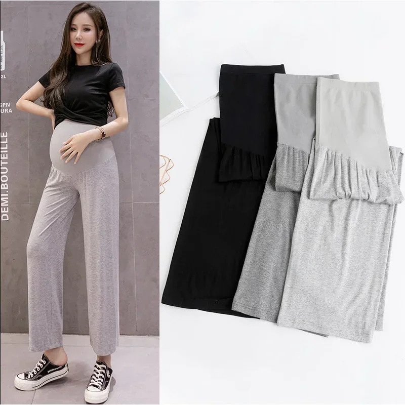 Spring Thin Fashionable Outwear Loose Casual Straight Trousers Maternity Clothes Pregnant Women's Pants 2