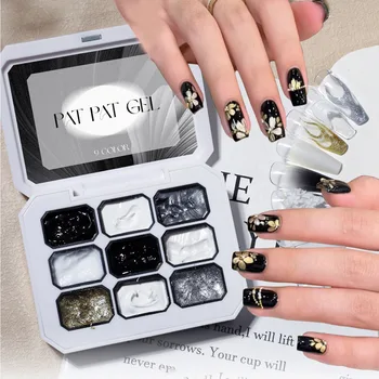 1 pezzo di smalto gel per unghie nero e bianco, gel per modellare, gel di gesso, colore solido Y2K, lucentezza brillante, lunga durata, per fai-da-te e salone di bellezza domestico.