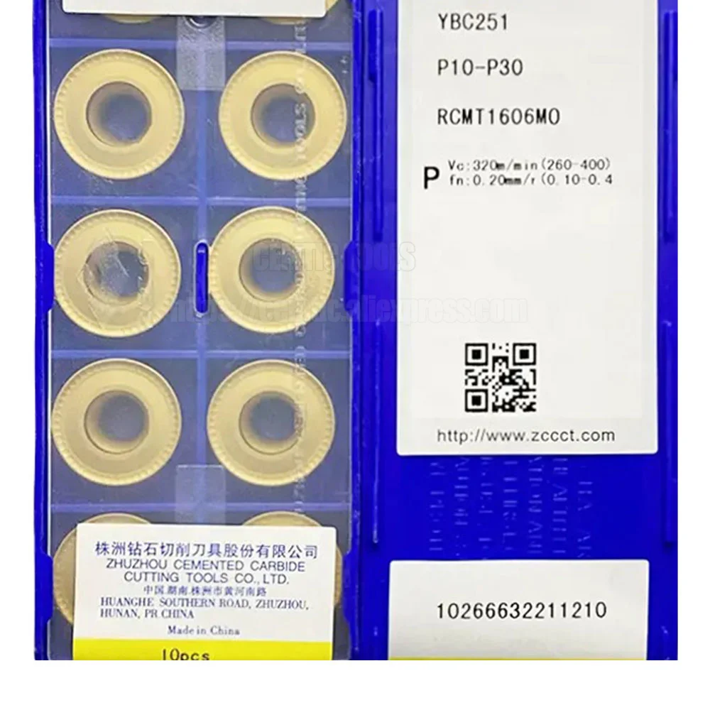 

Original ZCC Carbide Inserts RCMT1606MO YBC251 For Steel Lathe Cutter Tools CNC Turning Tool