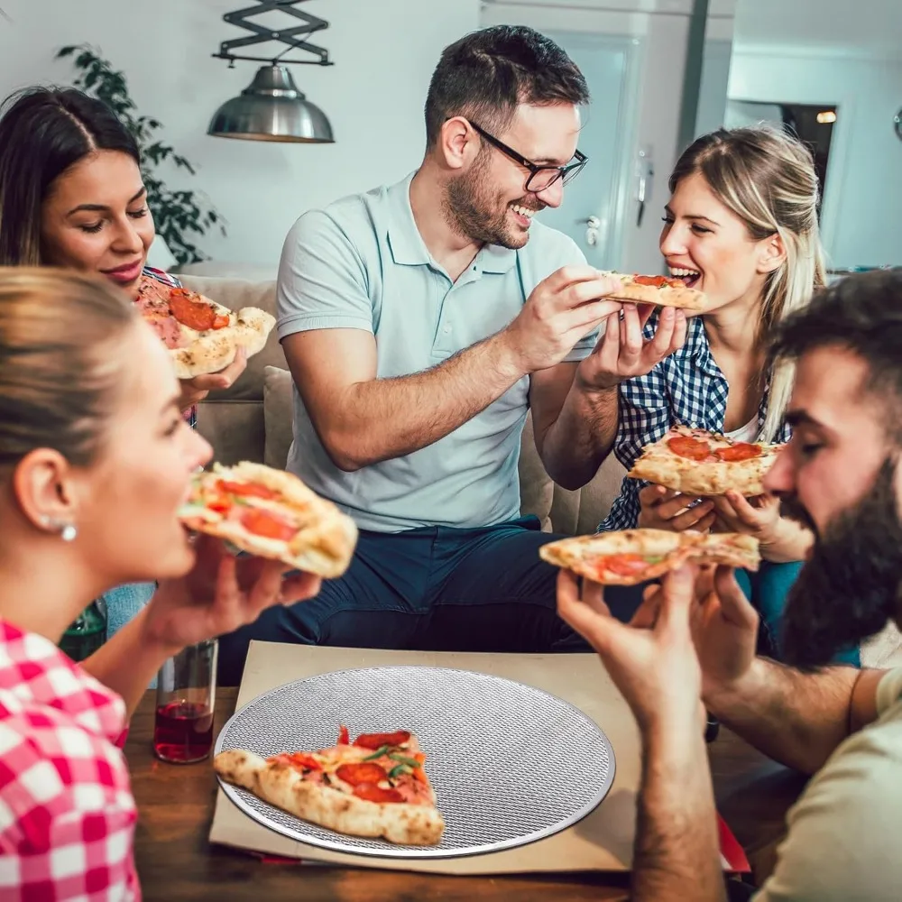 10/11/12/13in Pizza Pan Perforated Stainless Steel Nonstick Pizza Wire Mesh Tray Kitchen Bakery Restaurant BBQ Party Supplie pizza bakeware