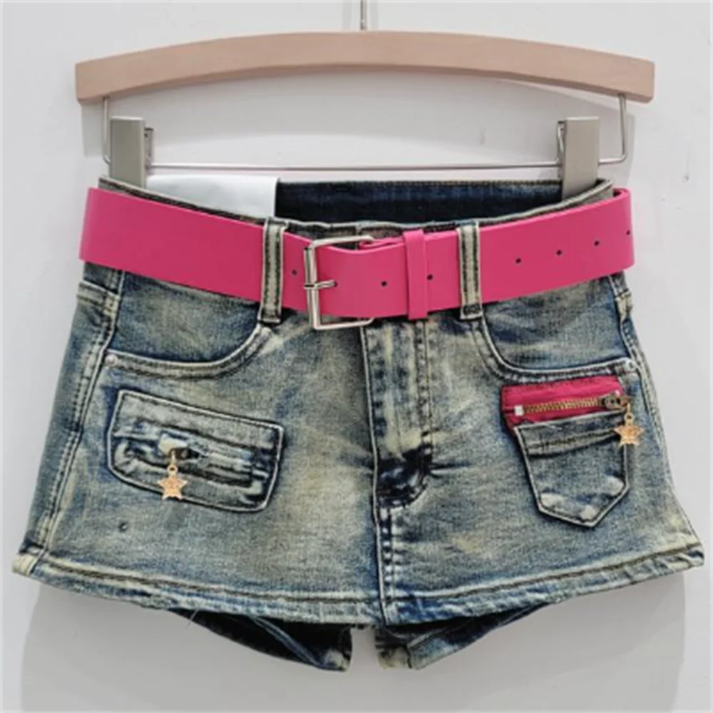 

Летняя новая мини-юбка, пикантная винтажная джинсовая юбка с заниженной талией и карманами, брюки, юбка