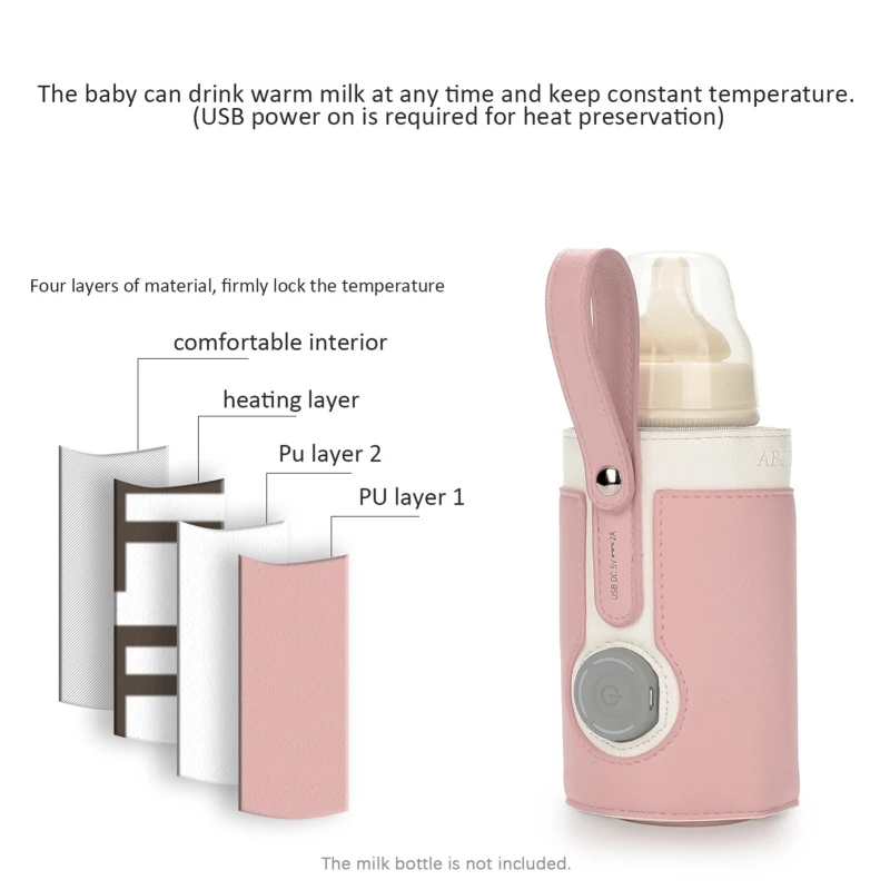 Portable Baby Bottle Warmer 3 Levels Constant Temperature Warming for Breastfeeding Night Feeding Daily Use Travel Bottle Warmer bottle warmer milk bottle heater