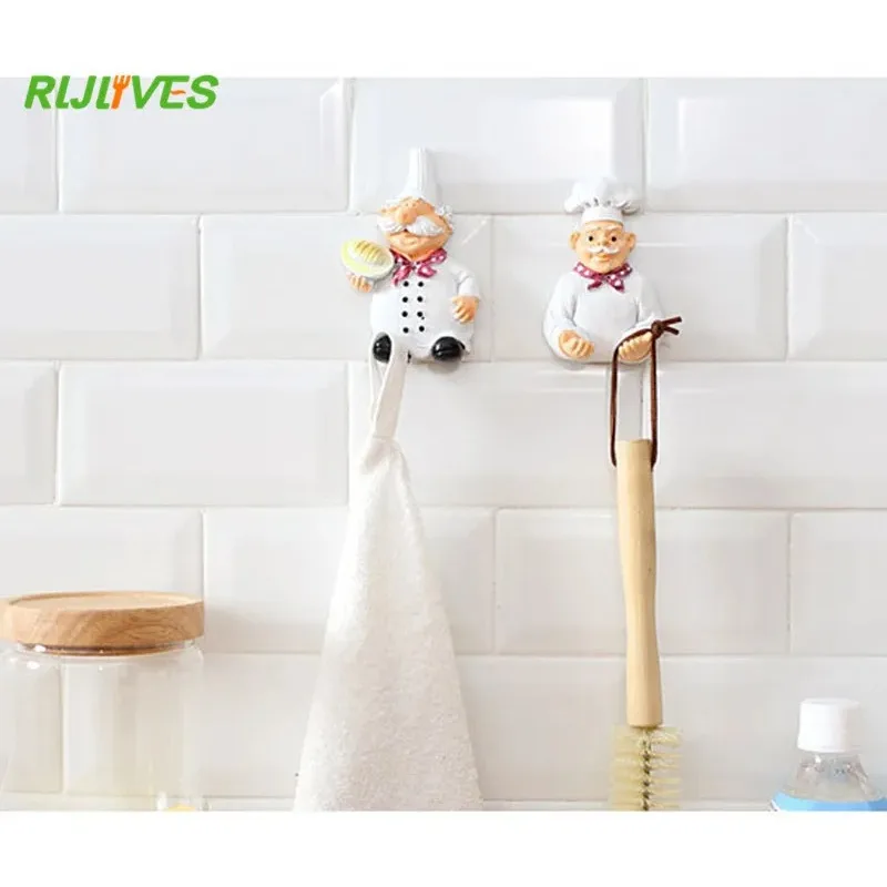 Kitchen Hook Cartoon Cook Chef Outlet Plug Holder Cord Storage Rack Decorative Wall Shelf Key Holder Shelves