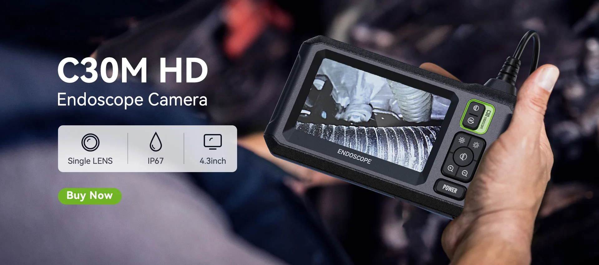 Industrielle Endoskopkamera 8 mm HD1080P 4,3-Zoll-IPS-Bildschirm 1080P Rohrinspektionskamera für Autoreparatur IP67 wasserdicht 8 LEDS – Detail 1