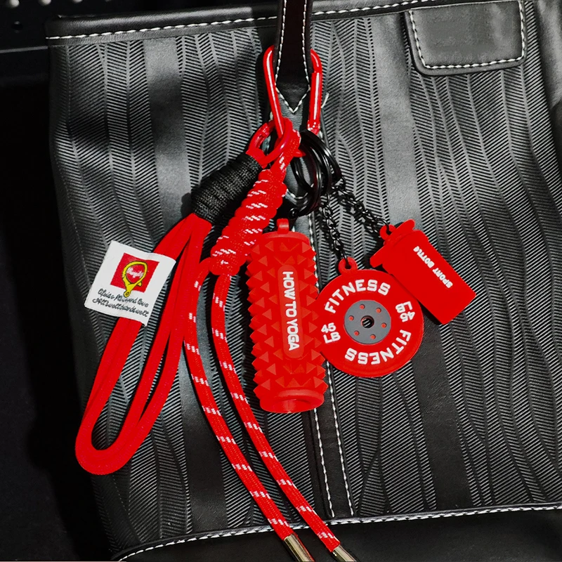 Dopamine Fitness Series D-Shaped Buckle Detachable Barbell Plates Key Chain - Creative Gym-Themed Accessory