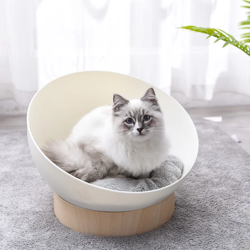 

Luxury Round Pet Nest Semi-Open Plush Dome Cat Sofa Design Pet Cat House Small Cat House With Mat