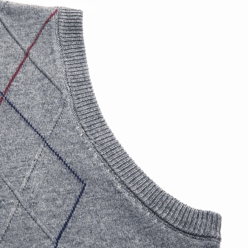 Men 50% Wool Vest Sleeveless Knit Buttons Down V Neck Striped Sweater Cardigan for Autumn Winter Smart Casual Fashion 00456