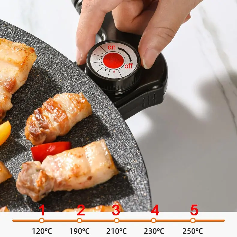 Electric Indoor Nonstick Grill Griddle Korean Style Electric Baking Tray Fast Heat Up Ideal Low Fat Meals barbecue electric stove