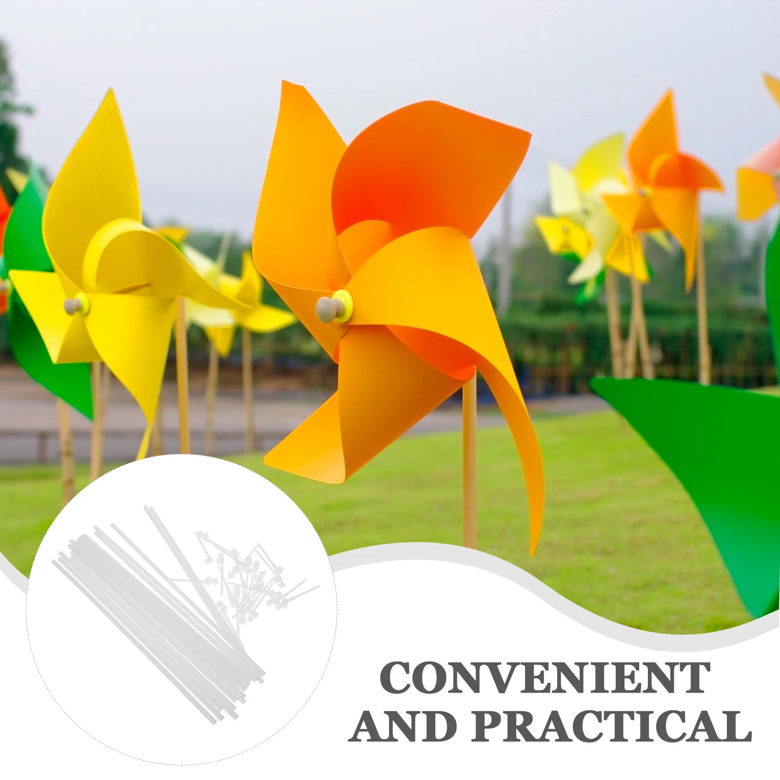 20 Set Windmill Accessories Easy Installation Handheld Pinwheel Headpiece Solid Rod Versatile Use Complete Kit Outdoor