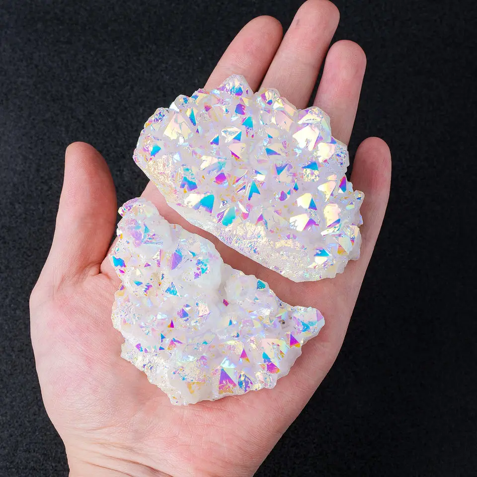 

Natural Stone raw Crystal Electroplate Aura Clear Quartz Cluster Healing Crystal Crafts 1PC