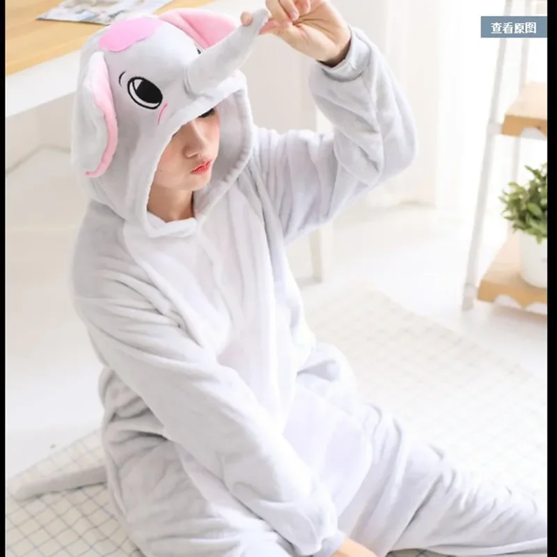 Winter Animal Pajamas Dinosaur Elephant Sleepwear Set Kigurumi Unisex Adult Flannel Onesie Nightie Pijama Party Dress Up Gift