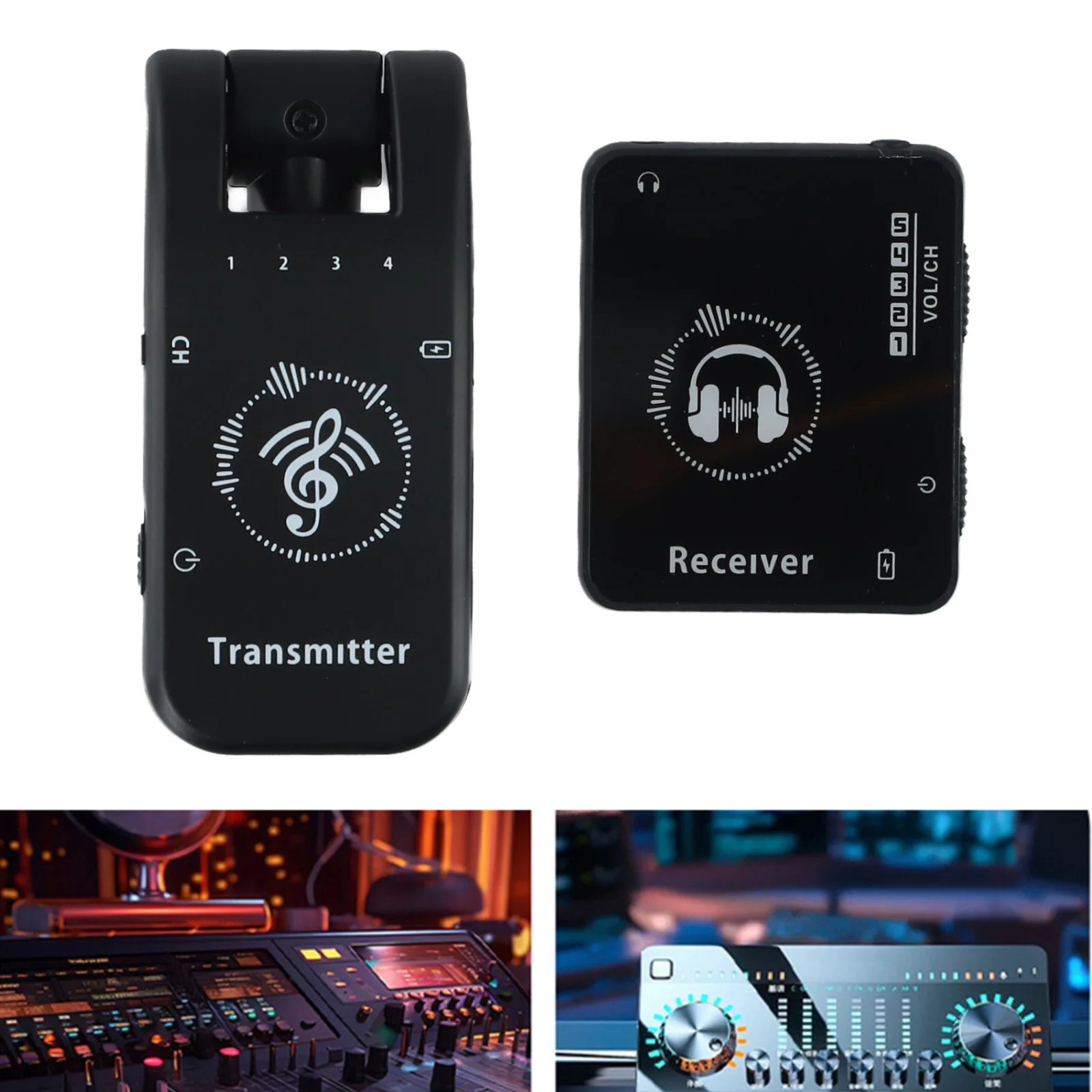 Wireless IEM System Transmitter Receiver 2.4GHz Band Wireless Ear Monitor Automatic Pairing Connector Play Headphone Receiver