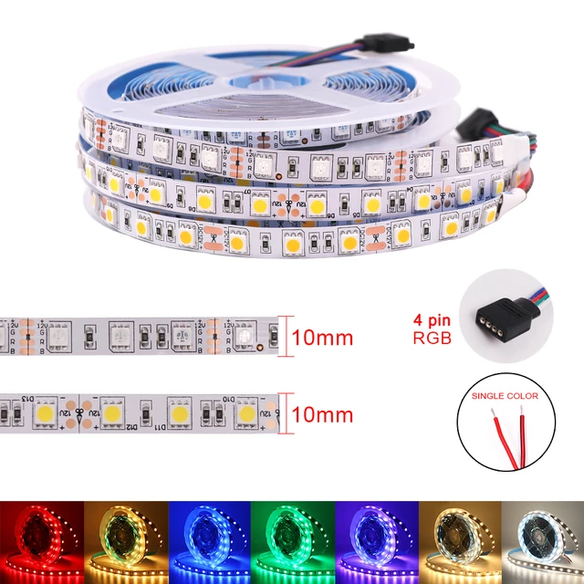 12V 5M Reel RGB LED Strip Lights, Brightest 5050 LED Tape Light