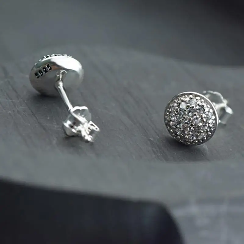 2022 Authentic 925 Sterling Silver Earring Sparkling Star Blue Gem Golden Heart Halo Stud Earrings Women Jewelry BirthdayGift