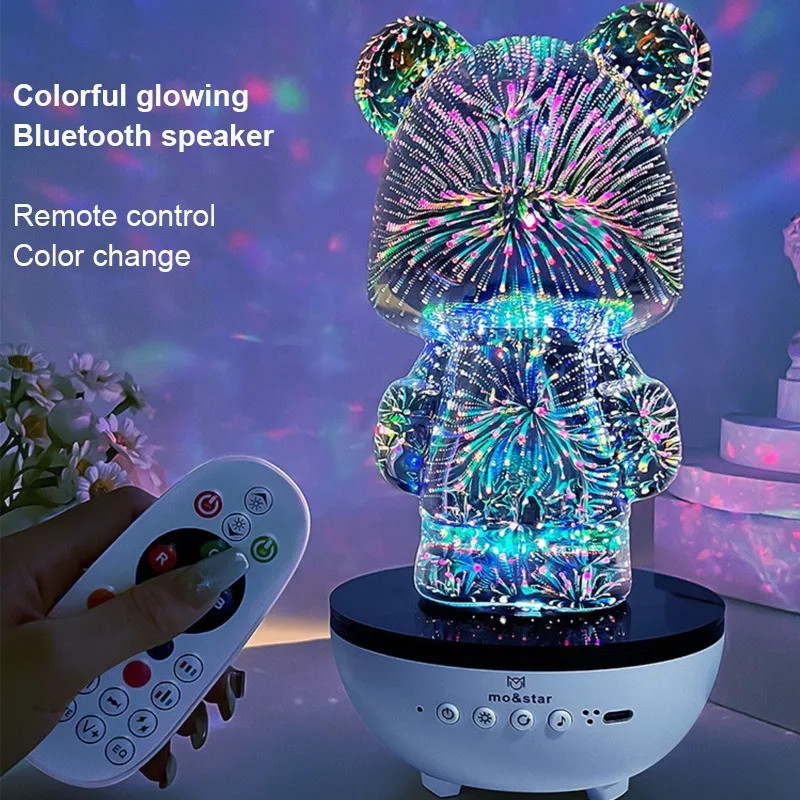 Colorful Glowing Bluetooth Speaker Teddy Bear Ambient Night Light