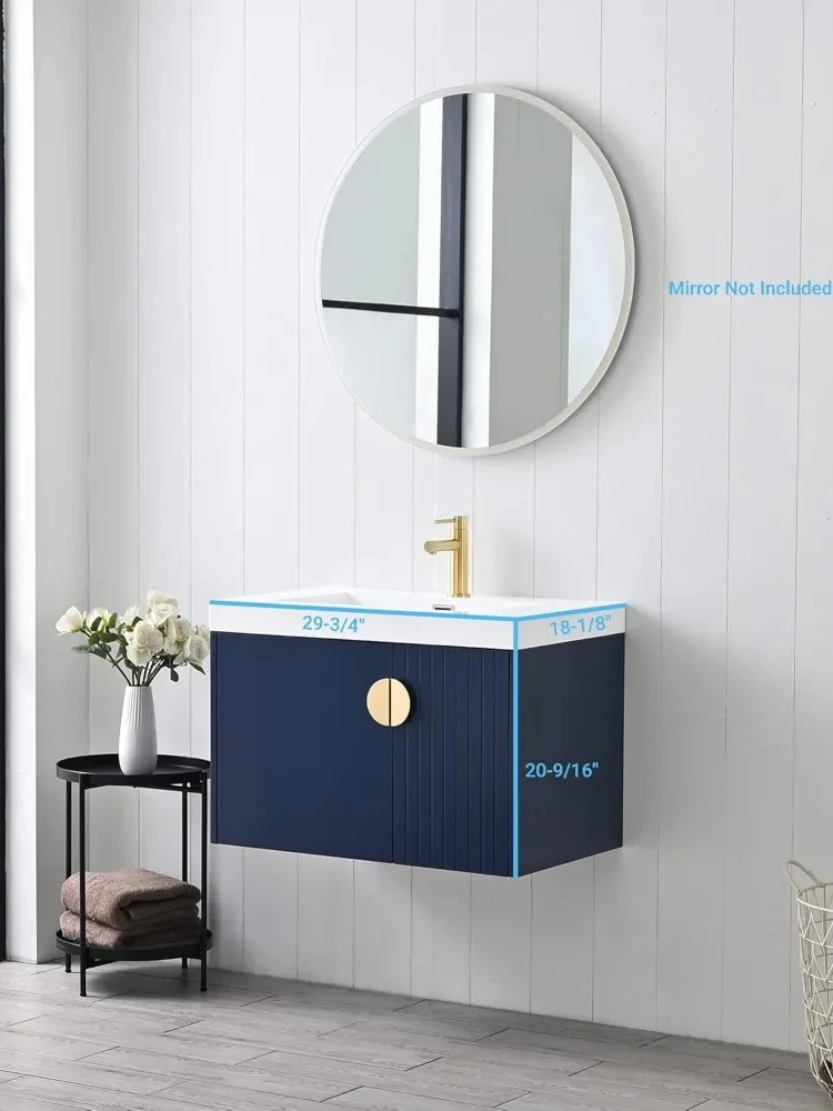 Wall mounted toilet with acrylic sink, 30 ," SinkFloating bathroom sink cabinet