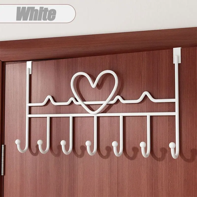 Storage Hook Door Hook Heart-Shaped Door Behind Hook Storage Wall Hanging Clothes Hanger Hook Punch-free Hanger Bedroom Organizer Storage Accessories