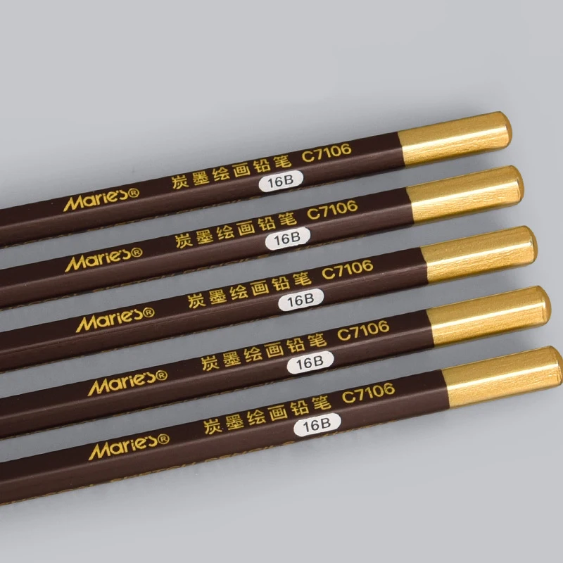 Marie's Charcoal Sketch Pencils Super Dark Drawing Pencil 12B 14B 16B Matte Sketch Pencil 12 Pcs/box C7106 Exam sketch pencils charcoal pencils