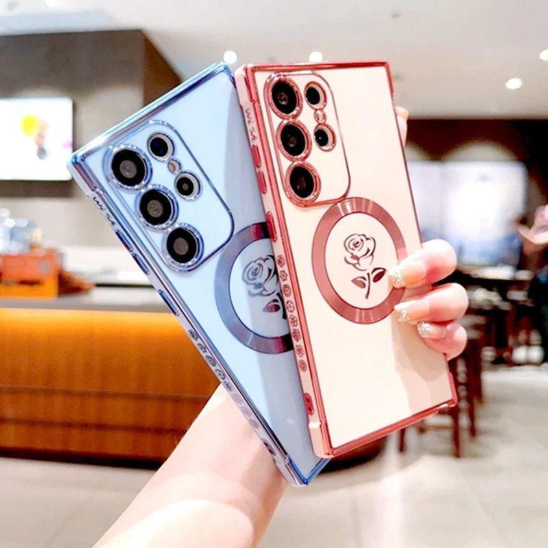 Plating Soft TPU Rose Case with MagSafe Charging Compatibility