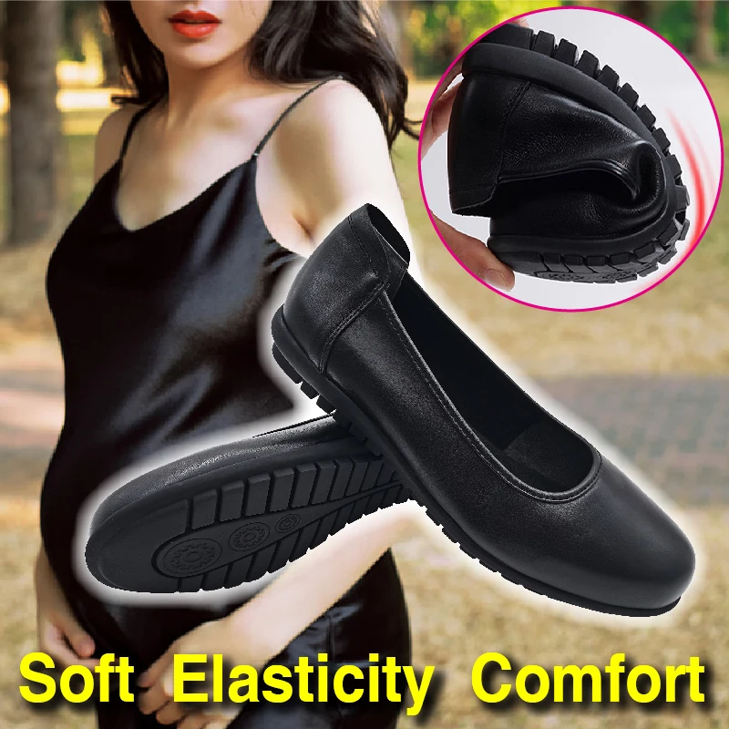 2023 Work Shoes 2.5cm Flat Genuine Cowhide Pregnant Women Preferred Choice For Gravida Commuting Shopping Matching Clothes 5
