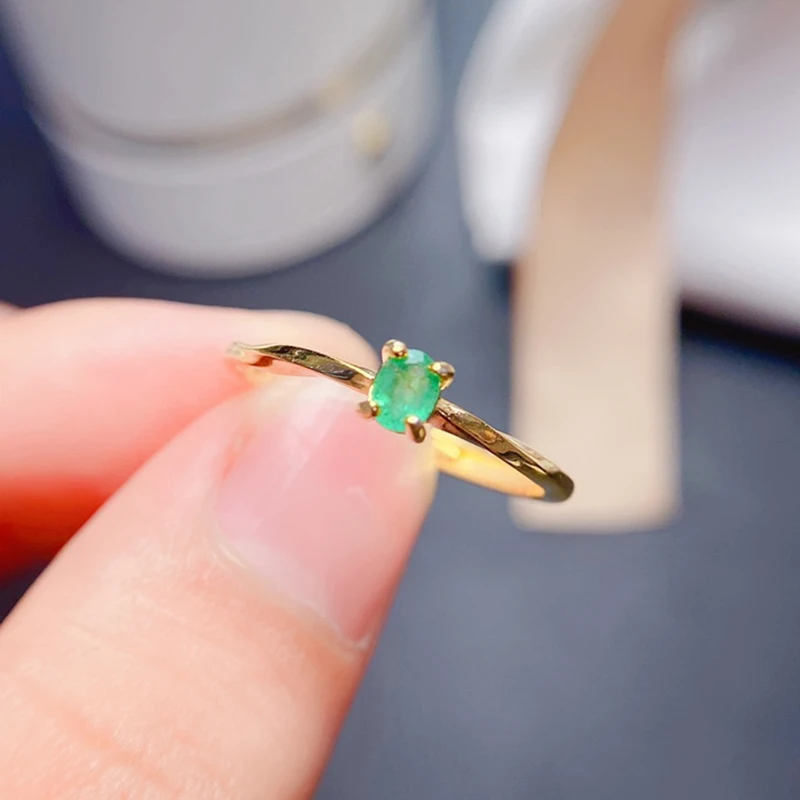 

Кольцо с натуральным изумрудом, колумбийский изумруд, цвет хороший, 925 пробы серебро, кольца для женщин, особый подарок