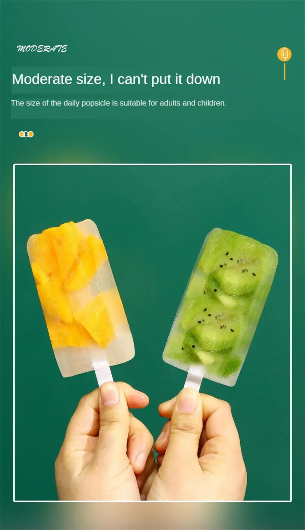 Description Picture 2 of itemIce Cream Molds 4 Popsicle Molds Set Popsicle Ice Tray Ice Cream Reusable with Stick Cover ice mold Kitchen Accessories