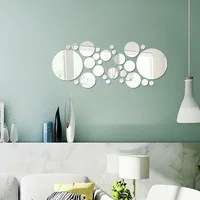 26PC 3D Acrylic Mirror Wall Stickers Set round Adhesive Reflective Decorative Panels for Living Room Bedroom TV Background Decor 2