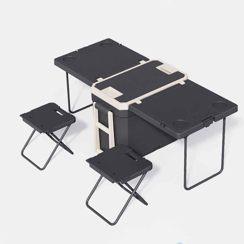 32L portable outdoor camping ice chest cooler box set with table and chair wheels