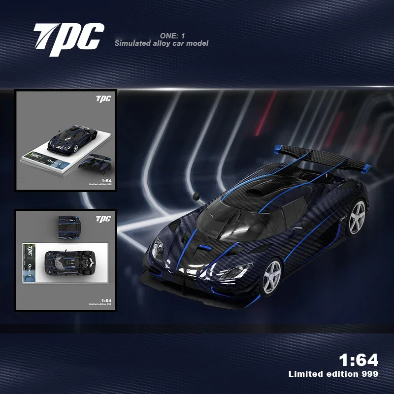 

**Pre sale** TPC 1:64 ONE Carbon Fiber Hood Blue Stripe Opened Diecast Diorama Model Collection Miniature Carros Toys