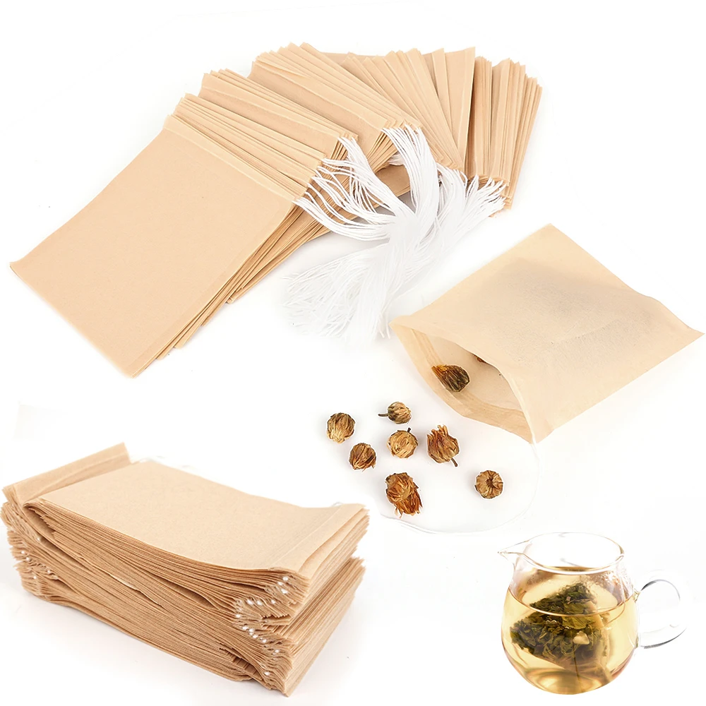 100pcs Disposable Teabags Biodegradable Paper Tea Filter Bag With