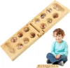 Wooden Mancala Board Game Teenager Portable Set Classic Strategy Board Game for Parents-Kids Interactiv Tabletop Game Chess Set 3
